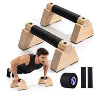 parallele in legno, maniglie per flessioni, supporto antiscivolo per | Per calistenia, stand alla mano, allenamento della forza, sbarre ergonomiche per L-Sit & Planche, lunghezza 20 cm