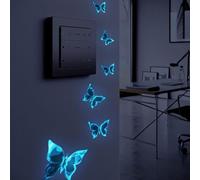 Parallelower 12 Pezzi Adesivi murali Adesivo da parete luminoso Adesivo 3D fluorescenti farfalla blu per soggiorno camera da letto Cameretta Bambino decorazione da parete decorazione da Festa