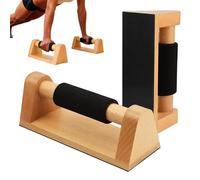 Parallettes Push Up Handles, Wooden Push Up Bars with Wrist Wraps, 2 Pieces Non-Slip Exercise Gear, Wood Reusable Push-Up Grips for Men Athlete Sports Lover Home Gym Travel Workout Fitness