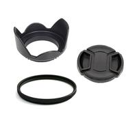 Paraluce a fiore da 52 mm + filtro UV + copriobiettivo da 52 mm, for Canon EOS 400D 550D 500D 600D 1100D for Nikon D80 D50 D7000 D3100 DSLR