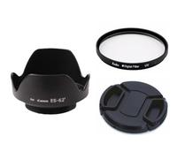 Paraluce per obiettivo, filtro UV, copriobiettivo, diametro 52 mm, ricambio ES-62 II, kit paraluce con filtro UV e copriobiettivo per obiettivo 50 mm f/1.8 II, nero, set da 3 pezzi