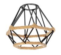 ledscom.de Paralume a gabbia con corda di canapa, diamante, nero, Ø 155 mm