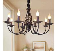 Paralume Antico Lampada A Sospensione Rustica Lampade A Sospensione Classiche Lampadario A Candela Aristocratico Lampadario A Sospensione Stile Country Paralume in Salotto E14 in Metallo Nero,Nero