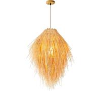 Paralume cavo Lampadari in stile giapponese Cestino in rattan stile Boho Lampada a sospensione in vimini Cesto di bambù cavo Illuminazione a soffitto Compatible with interni , lampadario da pranzo