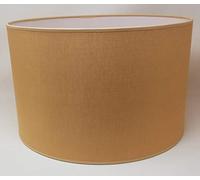 Paralume Cilindro con Tessuto Cotone, Fatto a Mano, per Lampada da Tavolo, Sospensione, Piantana (25 cm Diametro, 20 cm Altezza, Crema Scura)