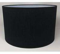 Paralume Cilindro con Tessuto Cotone, Fatto a Mano, per Lampada da Tavolo, Sospensione, Piantana (40 cm Diametro, 25 cm Altezza, Nero)