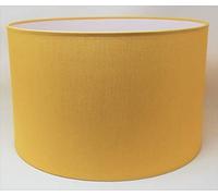 Paralume Cilindro con Tessuto Cotone, Fatto a Mano, per Lampada da Tavolo, Sospensione, Piantana (40 cm Diametro, 30 cm Altezza, Ocra)