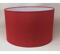 Paralume Cilindro con Tessuto Cotone, Fatto a Mano, per Lampada da Tavolo, Sospensione, Piantana (Rosso, 50 cm Diametro x 30 cm Altezza)