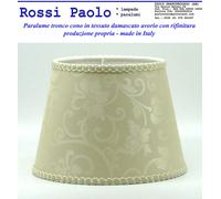 Paralume classico in tessuto damascato avorio con rifinitura - made in Italy