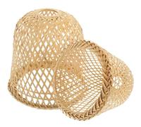 Paralume da soffitto in stile vimini, Paralume di ricambio in bambù kaki da 2 pezzi, dimensioni multiple, for lampada a sospensione(25x25x18.5cm)