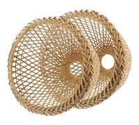 Paralume da soffitto in stile vimini, Paralume di ricambio in bambù kaki da 2 pezzi, dimensioni multiple, for lampada a sospensione(Khaki21x21x19cm)