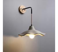 paralume del cemento grigio Wabi Sabi Sconce per uso da parete a parete rotonda a soffitto in legno massiccio LIGHT LIGHT E26/E27 Testa singola per uso domestico per bar, ristoranti e altri luoghi