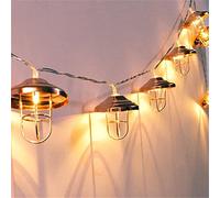 Paralume d'epoca Geometrica Luci Stringa,KINGCOO 3M 20LED Oro Rosa in Metallo Lanterna a pile Luci Decorative Catena Luminosa per Patio Camera Letto Giardino Festa Nozze (Lanterna)