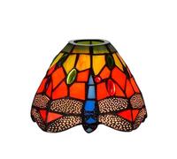 Paralume di ricambio in stile Tiffany, 6 pollici, piccolo paralume in vetro colorato con libellule rosse, paralume in stile Art Déco vintage fatto a mano for lampada da parete, lampadario, lampada da