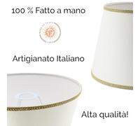 Paralume Impero classico per lampada in tessuto Shantung Avorio con passamaneria Oro - Artigianale, autentico Made in Italy (Shantung Avorio, D.25 x D.Sup.17 H.17 cm - ATTACCO E14)
