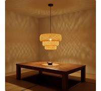 Paralume in Bambù Intrecciato Design Naturale Lanterna in Vimini Stile Rustico