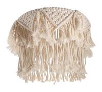 Paralume in Macramè Beige per Lampadario Pendente E27 in Cotone | Intreccio Artigianale, Stile Semplice e Rustico, Luce D'atmosfera, per Ingresso e Festa a Tema