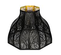 Paralume in metallo per lampade da tavolo e da terra, paralume nero e oro, struttura in ferro per lampade a sospensione, 15 cm superiore x 36,1 cm inferiore x 23,9 cm altezza