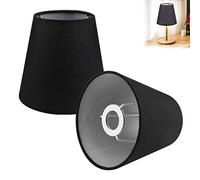 Paralume in tessuto di lino con clip, 2 pezzi, paralume in tessuto di lino nero, per camera da letto, comodino, lampada da parete