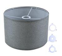 Paralume in tessuto, grigio, per lampada da tavolo, lampada da comodino e lampada da terra, in lino naturale, copertina rigida, realizzato a mano, paralumi con convertitore per E27, E26, E14,11 mm