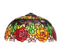 Paralume in vetro colorato da 16 pollici, paralume di ricambio Tiffany con rose nere, stile vintage, for lampadario a sospensione, lampada da soffitto, lampada da tavolo
