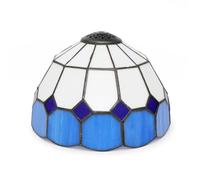 Paralume in vetro colorato da 8 pollici, piccolo paralume di ricambio Tiffany, semplice motivo a quadri in stile vintage, for lampadario, lampada da soffitto, lampada da tavolo.(Blue)
