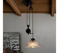 Paralume in vetro Puleggia Lampadario Industria Iron Art Lampade a sospensione in metallo E27 Edison Plafoniere Lampade a sospensione regolabili Soffitto Camera da letto Cucina Lampadario Interesting
