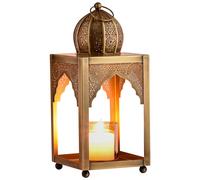 Paralume Lanterna Porta Tea Light Orientale Oro Metallo 31cm Tischdeko Giardino