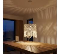 Paralume Macramè Effetto Decorativo Lampadario Boho in Corda Stile Rustico