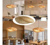 Paralume pendente in bambù intrecciato a mano bohémien | Paralume rustico CE 220V | Decorazioni per la casa in fattoria artigianali