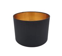 Paralume rotondo retrò vintage, colore nero/oro, paralume in tessuto, paralume di ricambio, lampada da tavolo, lampada a sospensione, attacco E27, nero/oro, diametro 20 cm