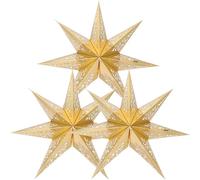 Paralume Stella Lanterna Carta 3 Pezzi, Oro, 7 Punte
