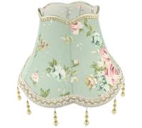 Paralume Verde E27 Vintage per Lampade da Tavolo | Metallo e Tessuto, Motivo Rosa Decorativo, Riduce la Luce Diretta e Copre la Lampadina Nuda, per Hotel e Lettura