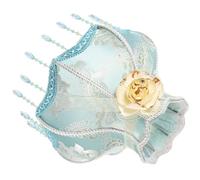 Paralume Vintage Frange e Perle Blu per Lampada | Stile Europeo Elegante e Affascinante, per Lampada da Terra e Soggiorno, Effetto Luce Soffusa