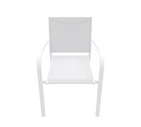 Parama Set da esterno bianco con tavolo allungabile 140/210x75cm e 4 sedie in alluminio e textilene con braccioli tondi | Marel