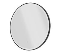 Parama Specchio rotondo da bagno a LED 60 cm con sensore touch-screen e cornice in alluminio nero opaco