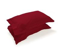PARAMAISON Coppia Federe Cuscino Letto con Volant, Morbide Traspiranti, Set 2 Copricuscini Cotone 100% a Sacchetto, Tinta Unita | 52x82 cm Bordeaux