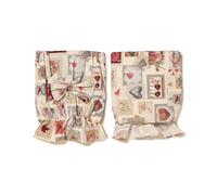 PARAMAISON Coprischienale Sedia Imbottito, Set 2 Pezzi, Design Shabby Chic Cuore, Sfoderabile, con Elastico, Fiocco | Largo 45cm Altezza 40/47 cm | Bordeaux