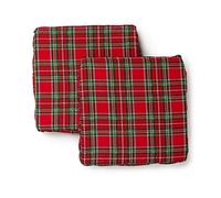 PARAMAISON Cuscini Coprisedie Natalizi Supreme, Design Tartan, Set da 2 pezzi, Fissaggio con Fascia Elastica, Addobbi Natale per Cucina, Ottima Idea Regalo, 40x40x3,5 cm
