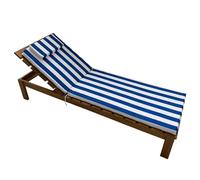 PARAMAISON Cuscino Imbottito Lettino Prendisole Pucket, Design a Righe, Idrorepellente, Sfoderabile, Imbottitura 5 cm, Universale Copri Lettino Giardino| Riga Blu| 60x190 cm