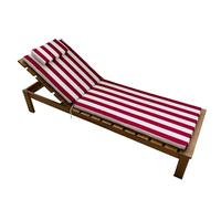 PARAMAISON Cuscino Imbottito Lettino Prendisole Pucket, Design a Righe, Idrorepellente, Sfoderabile, Imbottitura 5 cm, Universale Copri Lettino Giardino| Riga Bordeaux| 60x190 cm