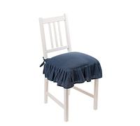 PARAMAISON Cuscino Sedia 40x40 con Lacci Panama, Cuscino Interno ed Esterno, Sfoderabile con Zip, Cotone, Laccetti di Ritenzione, Tinta Unita, Blu