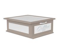 PARAMAISON Portacialde in Legno | Cassetto Porta Capsule per Nespresso, Dolce Gusto o Lavazza | Organizer per Caffè, Tè e Tisane | Design Plexi Caffè Tortora