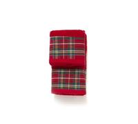 PARAMAISON Set 1+1 Asciugamani Incanto, Kit Spugna Natalizio Viso + Ospite, Rosso con Balza Tartan Scozzese Rossa, 100% Cotone, 420 grammi