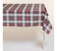 PARAMAISON Tovaglia Natalizia Scozzese 6 Posti Bianco Blu, Tovaglia in Poliestere Antimacchia, No Stiro, Natale Decorazioni Casa, Addobbi Natale per Cucina, Ottima Idea Regalo, 140x180 cm