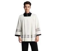 Paramenti sacerdotali ALB Coro Robe Cattolico Adulti Pizzo Surplice Paramento Chiesa Indumento, bianco, XXXL