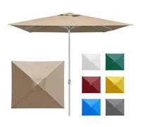 paramondo interpara Ombrellone da Giardino Inclinabile con Manovella, 3 x 3 m Quadrato Crema, Telaio Argento