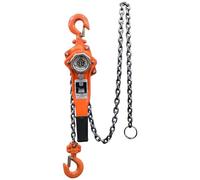 paranchi a catena manuali, Paranco a catena manuale con doppio cricchetto e gancio girevole a 360° in acciaio zincato, capacità da 0,75 a 6 tonnellate, catene da 1,5 m, 3 m e 5 m, colore arancione.(0.