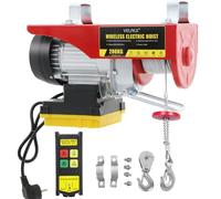 Paranco Elettrico, Capacità di Sollevamento 200 kg, Altezza di Sollevamento Elettrica 12 m, Argano Elettrico 510W, Velocità di Sollevamento 11m/min, Vericello con Radiocomando, con Puleggia e Cavo