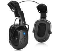 Paraorecchie con cappello rigido Bluetooth, NRR 28 dB regolabile con cappuccio e paraorecchie fissabile, nero